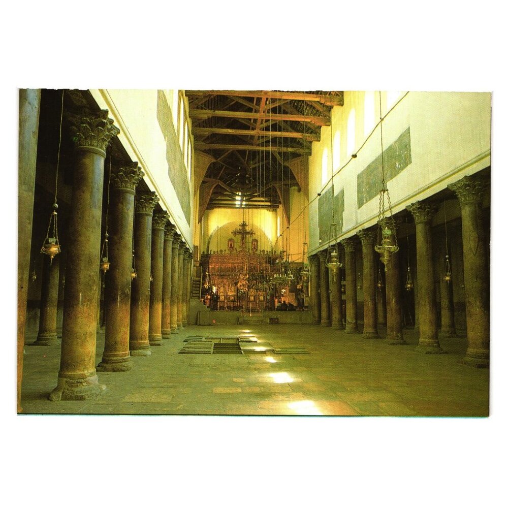 Vintage Postcard Bethlehem Nativity Church Inside View Religion Faith